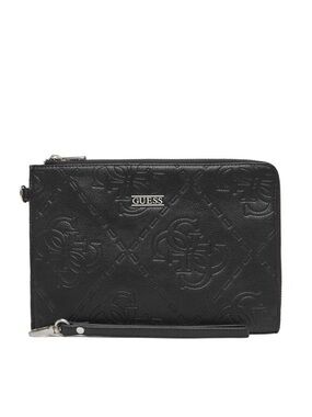 New Guess Black Embossed Logo Wristlet